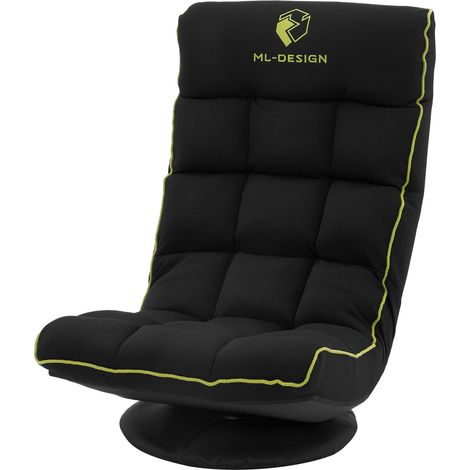 ML-Design Gaming Bodenstuhl Schwarz-Grün, Ergonomischer Gaming Sessel, 360° drehbar & verstellbar, Klappbarer Boden Gamer Stuhl mit Kopfstütze, Bodensessel gepolstert, Relax Bodensofa, Lounge Sessel