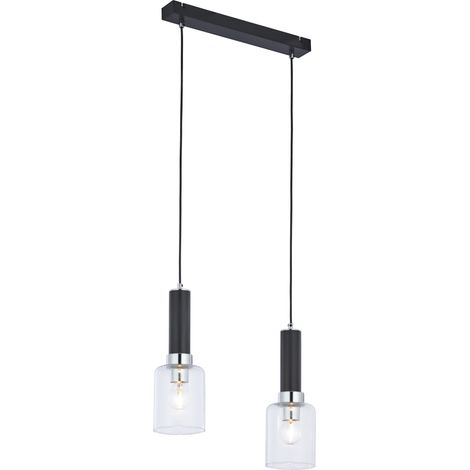 Lampada sospesa Jupiter Tuluza nera 44cm 2xE27 cromata