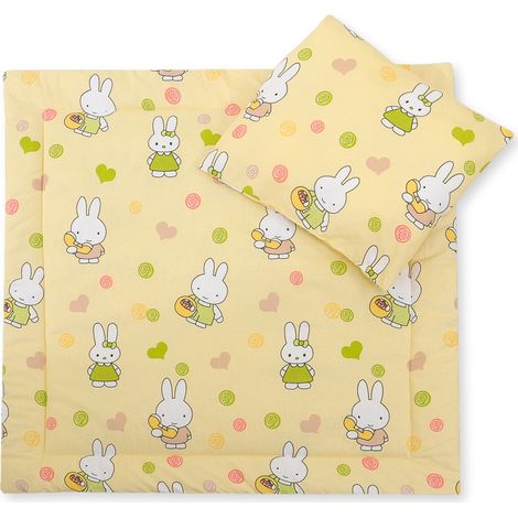 Set di biancheria per passeggino con imbottitura, piumino e cuscino - Coniglietto giallo Hallo
