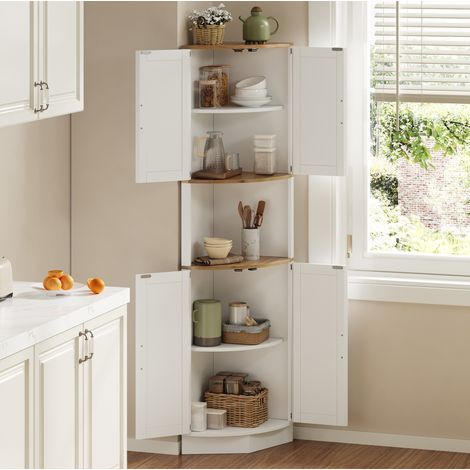 MEUBLIV Armoire d’angle 39,5x39,5x180 cm blanche – 5 espaces de rangement (1/5)