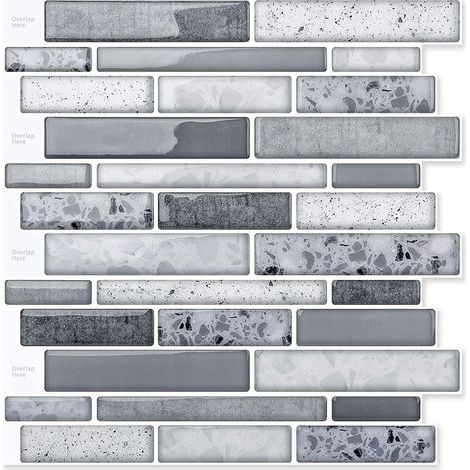 Carrelage adhésif mural vinyle 30x30cm – Lot de 10 pièces – Résistant à l'humidité – Design marbre pour cuisine et salle de bain (1/5)