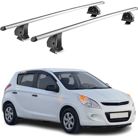 OMAC Barres de toit transversales en aluminium pour Hyundai i20 I 2009-2014 5Portes – TÜV / DIN 75302:2019 – Antivol inclus – Charge max 75 kg – 2 barres – Gris (1/5)
