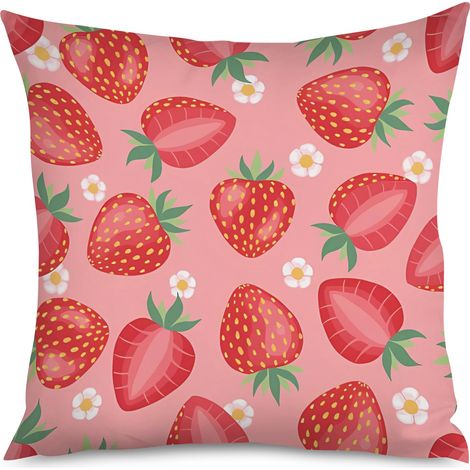 Housse de Coussin Fraise Rouge Déco (1/5)