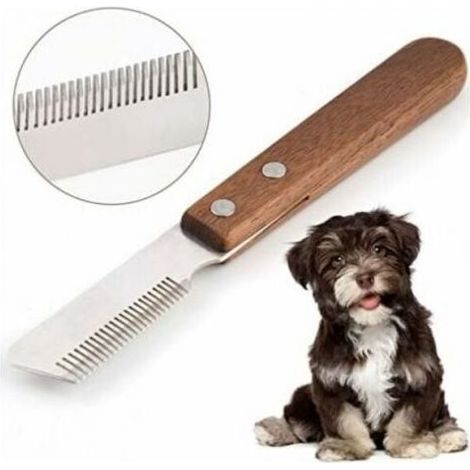 Right Handed Trimmer Knife Professional Dog Stripping Knife with Ergonomic Wooden Handle (1/5)