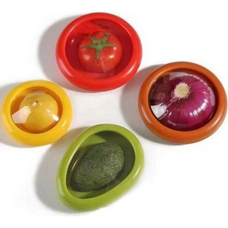 Boîtes de conservation en silicone - Boîtes de conservation pour réfrigérateur - Pour fruits et légumes - Lot de 4 - Transparentes