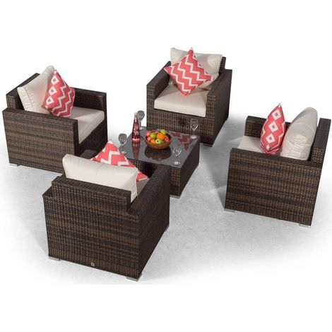 Giardino Sydney 4 Seater Rattan Conversation Sofa Set - Brown (1/5)