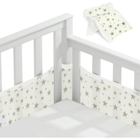 Paracolpi per lettino, Paracolpi per lettino Traspirante Fodera in rete anti-flusso 3D, Paracolpi per letto con 4 lati anticollisione, per neonati, ragazzi e ragazze (1/5)