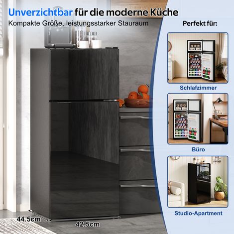 Mini-frigo 92L congélateur 28L autoportant porte vitrée LED,température réglable faible bruit étagères verre amovibles.
