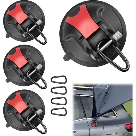 Ganchos con ventosa para camping, juego de 4 ganchos para toldos y coches, ganchos multifuncionales con ventosa. (1/5)
