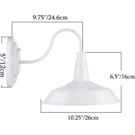 Applique murale rétro – Fer blanc E27 – Intérieur extérieur – Blanc (1/4)