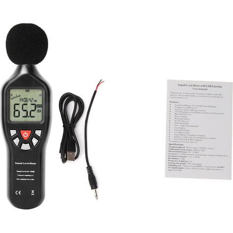 royaluxe -Sonomètre professionnel, enregistr de données, test Audio de bruit 30dB-130dB (1/4)