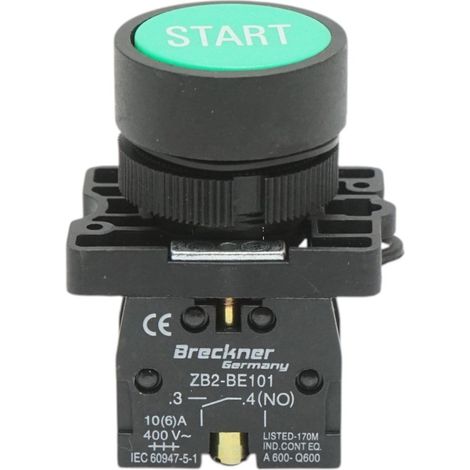 Pulsante START verde con ritorno 1NO, 400V/10A, LAY5 Breckner Germany (1/5)