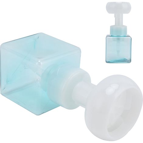 250 ml tragbarer, wiederverwendbarer Schaumseifenspender in Blütenform, transparent, blau, nachfüllbar (1/5)