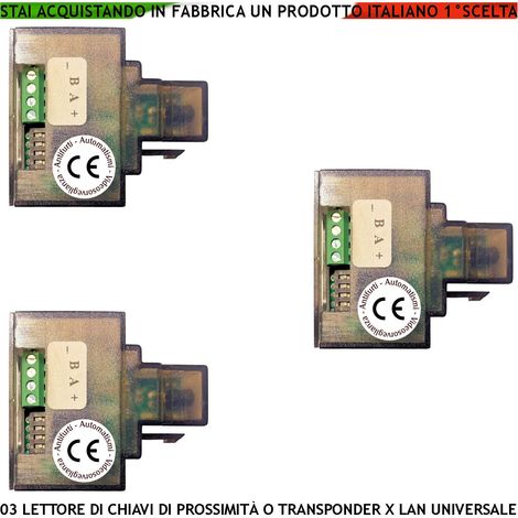 Lettori Chiavi di Prossimità Tre Trasponder RIFD da Inserire su Presa LAN RJ45 Modulo 501-503 Universale di Qualsiasi Marca Riconosce Codici Securvera Uso Aggiunta o Ricambio Kit Chiave Esistente (1/4)