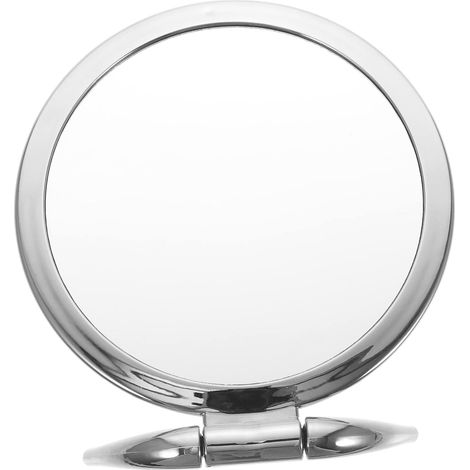 Miroir Cosmétique Grossissant Double Face Pliable Taille Moyenne pour Filles Usage Bureau Voyage Design Chromé Argenté Brillant (1/5)