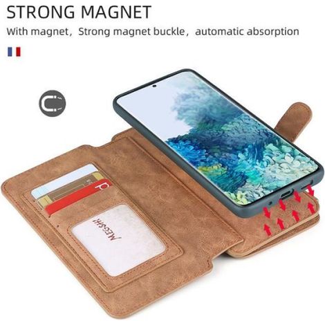 Juce étui Housse Samsung Galaxy S20 Plus en Cuir Coque de Portefeuille avec Fentes de Cartes (brun) (1/4)