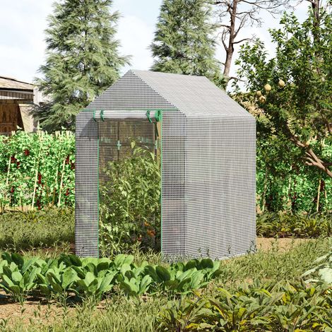 Serra da giardino Outsunny per la coltivazione domestica di piante, vasi e fiori, con 4 ripiani, porta avvolgibile, copertura in PE 140 g/m² e struttura in acciaio. Dimensioni: 120x186x190 cm, colore  (1/5)