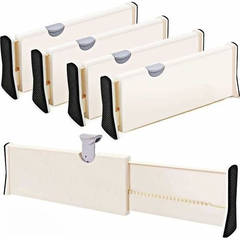 royaluxe - Ensemble de 4 séparateurs de tiroir réglables Séparateurs d'organisateur - Organisateur de commode - pour chambre à coucher, salle de bain, placard, tiroir pour bébé, bureau, tiroir pour bé (1/5)