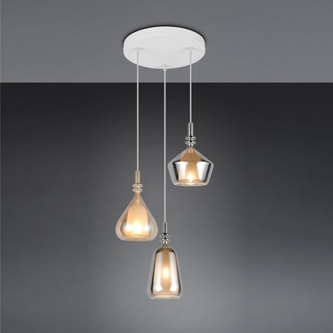 LAMPADARIO 3XE14 ALDEA D.30CM BIANCO/CROMO (1/5)