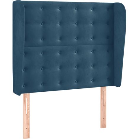 Tête de lit,Panneau décoratif avec oreilles Bleu foncé 93x23x118/128 cm Velours CFW6388530 (1/5)