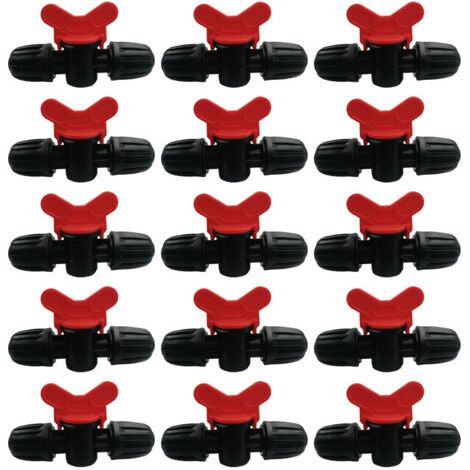 Thsinde15 Pièces Vanne Interrupteur Goutte à Goutte PE Tuyau d'Irrigation 16mm Verrou Barbelé Raccord Valve Connecteur Tuyau Barbelé Valve Jardin