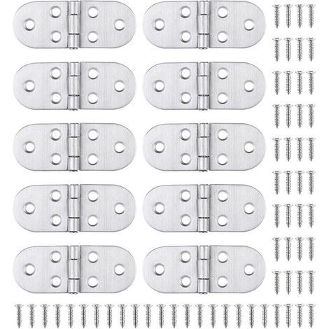 10 Charnière Inox et Vis, Montage facile et solides, pour Table Pliante, Porte de Placard, Trappe, Fenêtre Bateau/Maison (1/4)