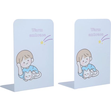 Lot de 2 serre-livres antidérapants en métal, robustes et durables, pour la maison et l'école. (1/5)