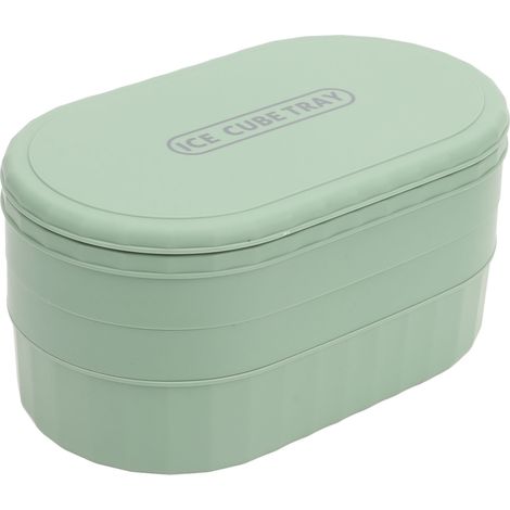 Grüne Eiswürfelform mit 72 Fächern, gepresste Eiswürfelform mit Deckel, Eiswürfelaufbewahrungsbox, einfacher Eiswürfelbereiter (1/5)