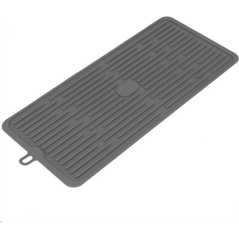 PrimeMatik - Tapis de séchage vaisselle en Silicone 446x203 mm gris (1/5)