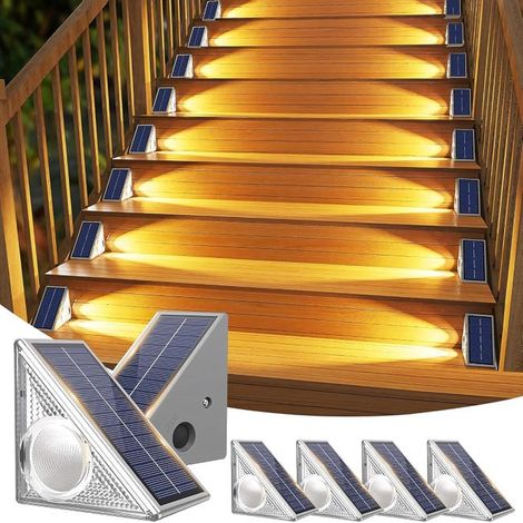 Set mit 6 Solar-Außenleuchten, LED-Strahler für Gartentreppen, wasserdicht nach IP67, 10 mehrfarbige Lichtmodi, 12 Stunden Akkulaufzeit, einfache Installation (1/4)