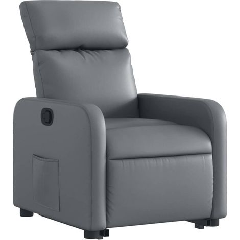 Poltrona relax TV rivestimento confortevole funzione sollevamento elettrico in PVC grigio DEC027976