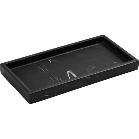 Vassoio rettangolare in resina, vassoio portaoggetti per la cassetta del WC, adatto per contenere fazzoletti, candele, sapone, asciugamani, piante, ecc., versione mini - inchiostro nero opaco. (1/3)