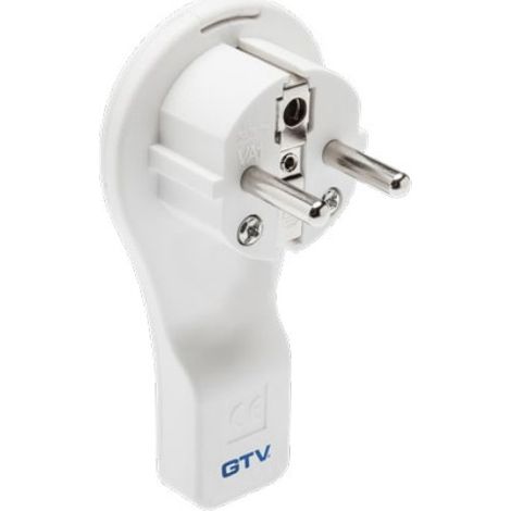 Weißer, abgewinkelter Flachstecker 16A 250V - V-VA1UNI-00