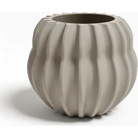 Pot de fleurs moderne gris en forme de tonneau (1/3)