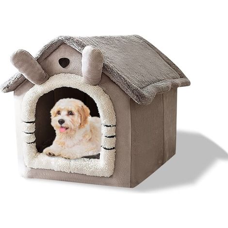 Cama cueva para gatos, lavable, iglú de felpa cálido, casa para gatos plegable y cómoda, cama para perros con base antideslizante (S, gato gris)