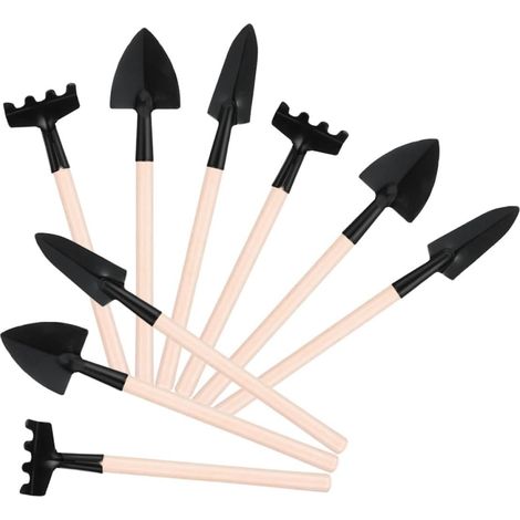 9pièces Mini-Outils de Jardinage Kit Pelle Râteau Truelle pour Plantation Bonsaïs Légumes Plantes Grasses et Terrariums (1/5)
