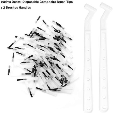 100 têtes de brosse à dents composites jetables, 2 manches de brosse