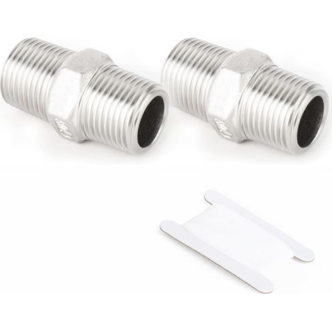 2 pièces de raccords de tuyauterie en acier inoxydable 304 moulés, raccords à embout hexagonal, connecteurs à filetage mâle 1/2" BSP (1/5)