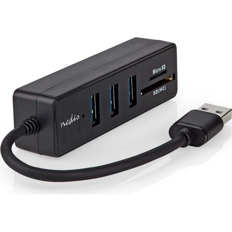 Nedis USB-Hub / USB-A Male / 3x USB A Female / 5-Port port(s) / USB 3.2 Gen 1 / Stromversorgung über USB / 5 Gbps / SD & MicroSD