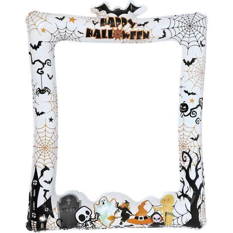 Cadre photo gonflable d'Halloween pour les fêtes d'Halloween et les rassemblements de sorcières - Accessoire de photomaton gonflable - Décoration de fête d'Halloween-76.00X58.00X0.10CM-Multi (1/4)