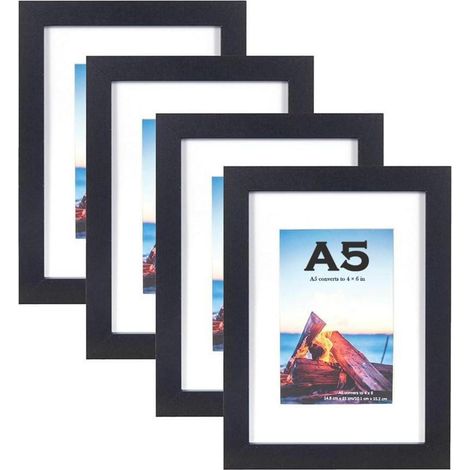 Bilderrahmen A5 21x14,8 cm 4 Stück Schwarz A5-4P (1/5)