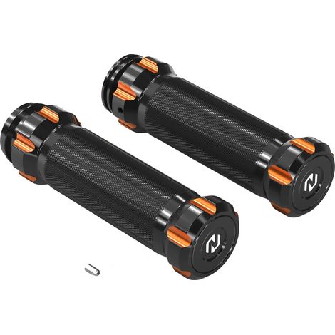 Puños de manillar, diseño ergonómico, aluminio resistente, color naranja. (1/2)