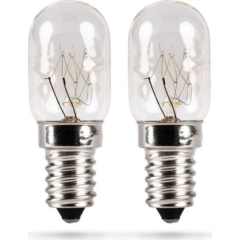 2er Pack 15W E14 - Glühbirne für Nähmaschine, Dunstabzugshaube, Vitrine, Salzsteinlampe, Kühlschrank, Gefriertruhe - Kühlschrank Lampe mit T22 Kapsel, 90 Lumen & 2500K (1/4)