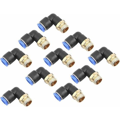 Raccord Rapide Pneumatique - Coudé 8 mm - Filetage G1/4 - Résistant Haute Pression - Rotation 360° - Étanchéité Optimisée - Pour Outils Pneumatiques - Lot de 10 Pièces