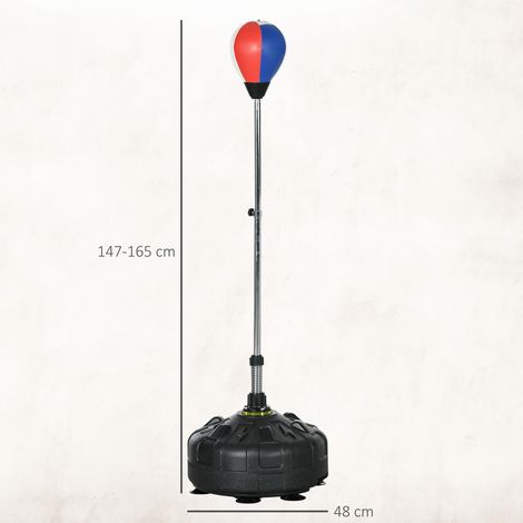 Punchingball, höhenverstellbar 147-165cm, befüllbarer Standfuß, Stahl, Schwarz+Rot+Weiß (1/5)