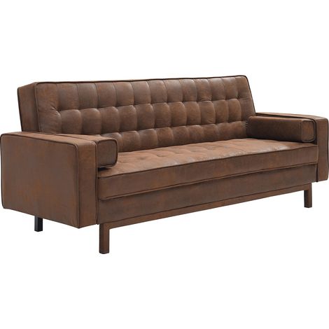 Divano letto clic clac in microfibra Marrone effetto vintage - ELEANOR (1/4)