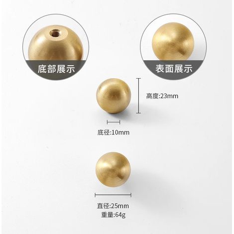 (Gold-B-1 pièce) Boutons et poignées en laiton massif de style nordique pour tiroirs et commodes, poignées de meubles en bronze, poignées créatives et luxueuses pour armoires de cuisine (1/5)