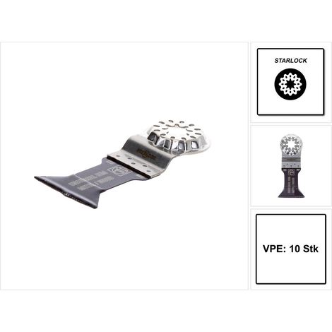 FEIN E-Cut Universale Lama da taglio, Larghezza 44 mm, Lunghezza 55 mm, Conf. 10 pz., Attacco StarLock, Lama bimetallica con dentatura ondulata universale, Ampia gamma di applicazioni. (1/5)
