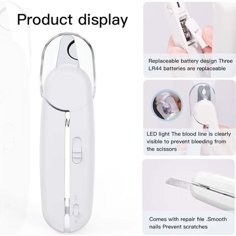 Coupe-ongles à lumière LED pour chiens et chats - Ciseaux à pattes pour chiens et chats - Avec lime à ongles et protection anti-éclaboussures (1/4)