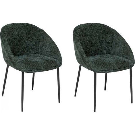 Lot de 2 chaises de salle à manger en tissu chenille avec des pieds en métal, coloris Vert Cèdre - Longueur 60 x Profondeur 57 x Hauteur 81 cm (1/5)